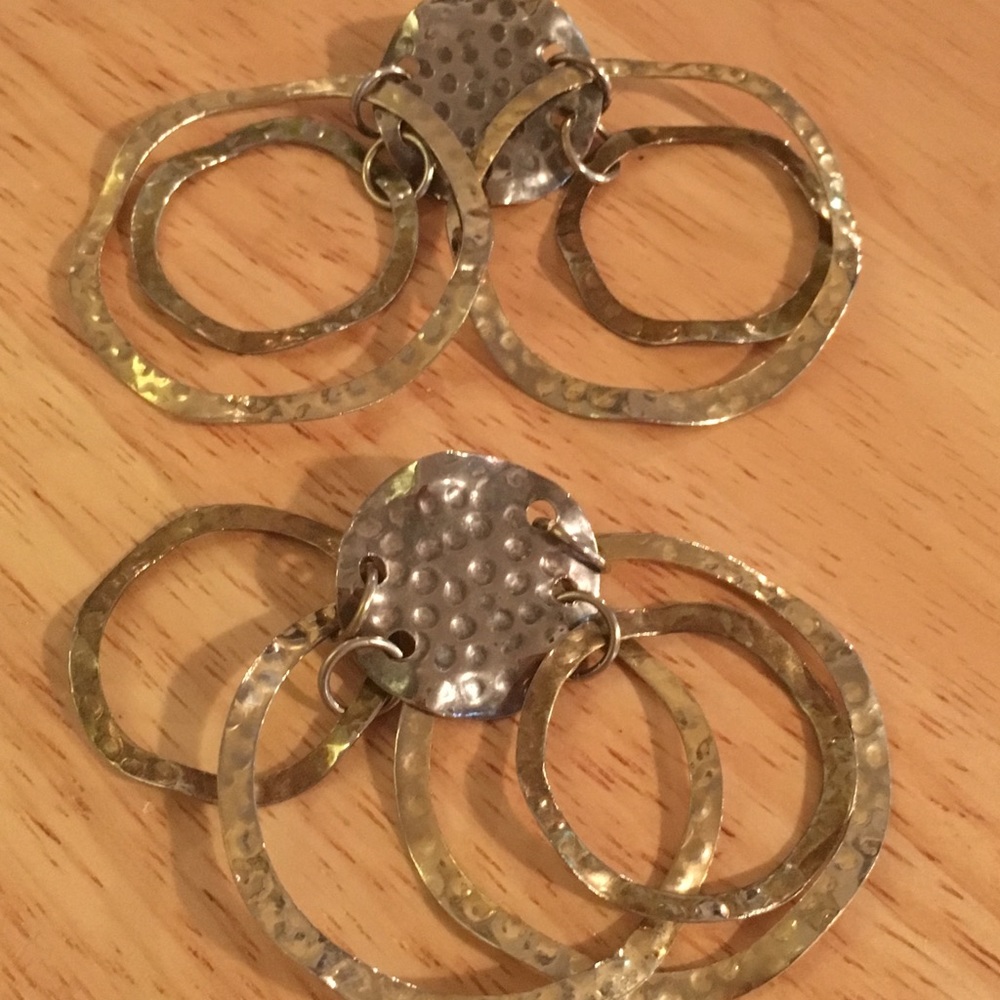 Retro Hammered Metal Dangling Hoop Earrings